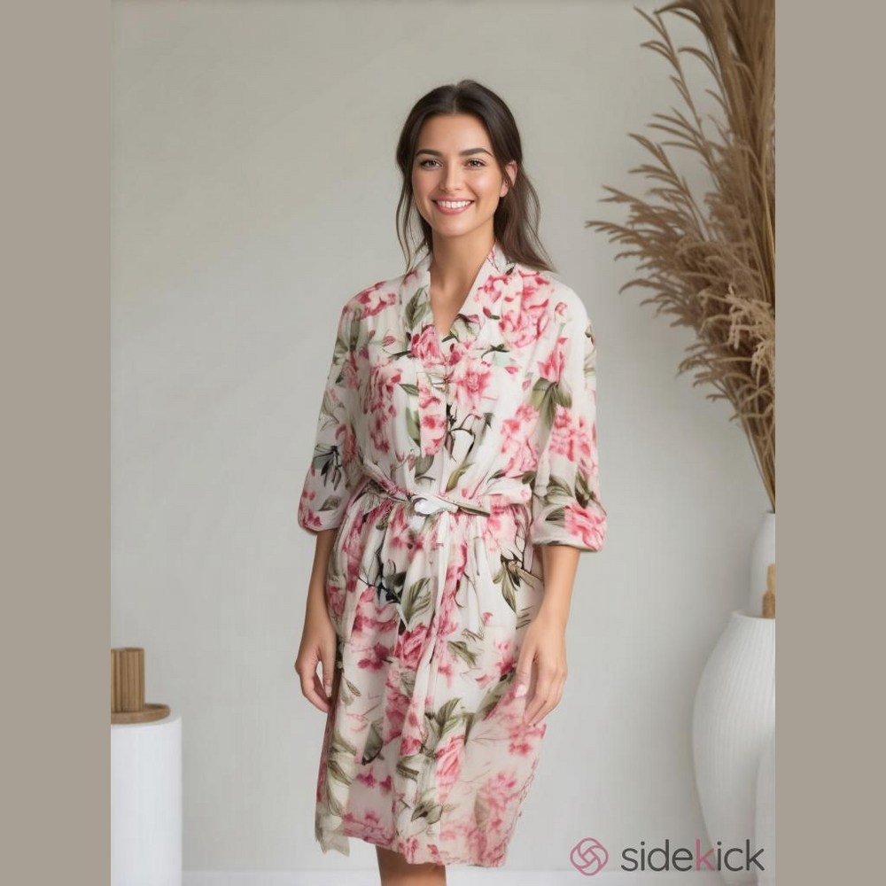 Show Me Your Mumu Robe Size OS White/Pink Floral